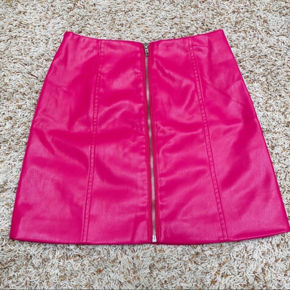 Pink leather skirt FREE SHIPPING